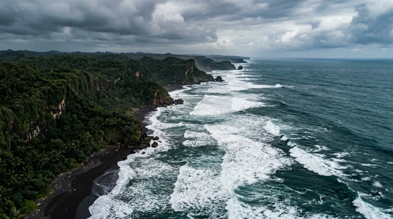 Ombak besar pantai selatan Malang yang berhadapan langsung dengan Samudra Hindia